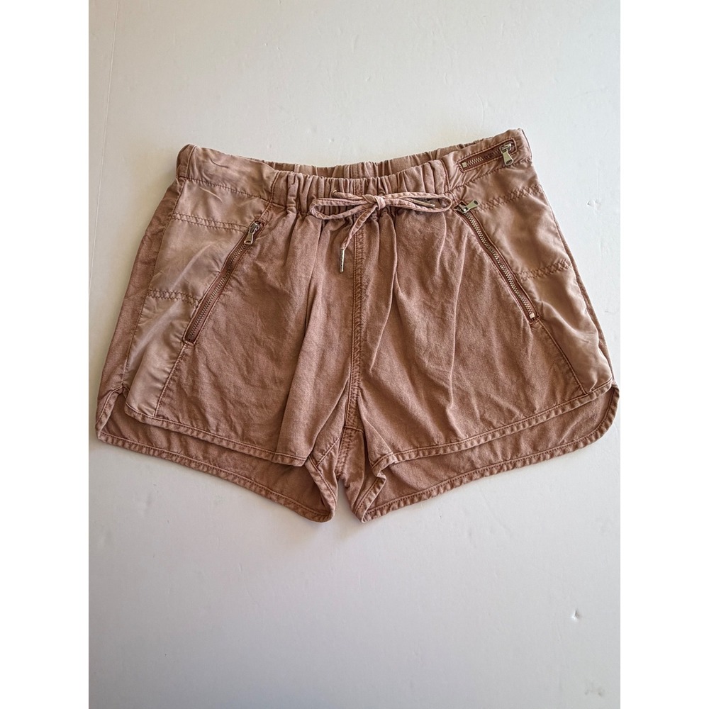 Blank NYC Linen Blend‎ Zipper Pocket Drawstring Shorts Dusty Rose Mauve L
